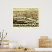 Poster Saginaw, MI Carte panoramique - 1867 (Cuisine)