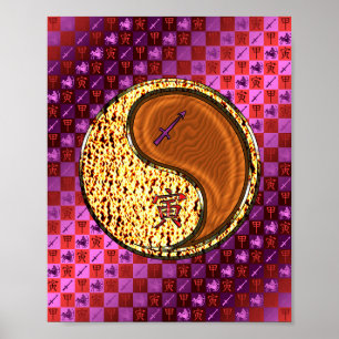 Poster Sagittaire et tigre de bois