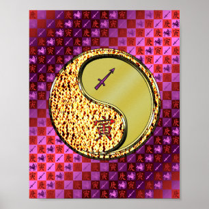Poster Sagittaire et tigre métallique