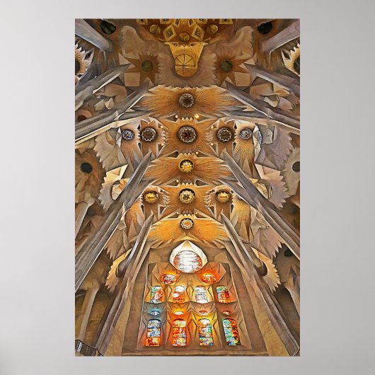 Poster Sagrada Familia. Intérieur. Vue 7. (Devant)