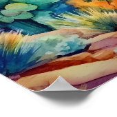 Poster Saguaro Cactus Arizona Aquarelle Paysage (Coin)