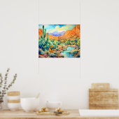 Poster Saguaro Cactus Arizona Aquarelle Paysage (Cuisine)
