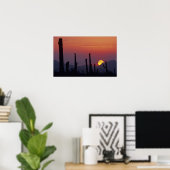 Poster Saguaro Cactus Carnegiea gigantea), coucher du sol (Bureau à domicile)