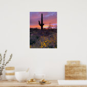 Poster Saguaro Cactus coucher de soleil Arizona Photo (Cuisine)