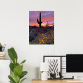 Poster Saguaro Cactus coucher de soleil Arizona Photo (Bureau à domicile)
