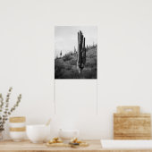 Poster Saguaro noir et blanc épais Cactus 16x20 (Cuisine)