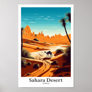 Poster Sahara Désert Afrique Voyage Illustration Vintage