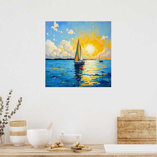 Poster Sailboat at Sunset (Cuisine)