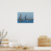 Poster Sailboats Entering Channel. Marina Del Rey, CA (Cuisine)