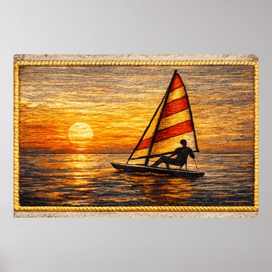 Poster Sailing at Sunset Canvas Wall Art  (Devant)