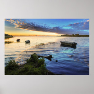 Poster Sailing Boat Reflection From the Sunset