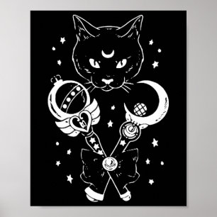 Poster Sailor Meow mignonne Lune Chat Espace Magique Goth