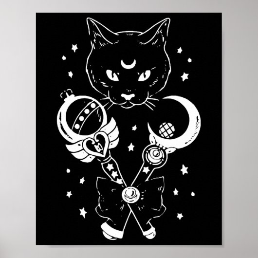 Poster Sailor Meow mignonne Lune Chat Espace Magique Goth (Devant)