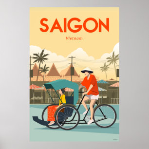 Poster Saingon Vietnam travel, affiche, autocollant, Sain
