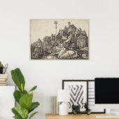 Poster Saint Anthony Engraving par Albrecht Durer (Bureau à domicile)