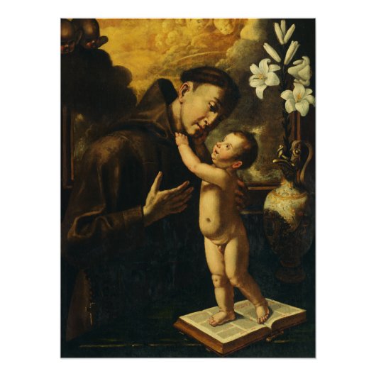 Poster Saint Antoine de Padoue avec Bébé Jésus (Devant)
