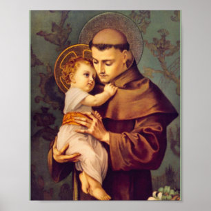 Poster Saint Antoine de Padoue avec Bébé Jésus Imprimer