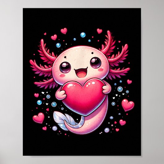 Poster Saint Axolotl Coeur Valentines Journée pour les fi (Devant)