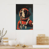 Poster Saint Bernard Astronaut Poster, St Bernard Retro (Cuisine)