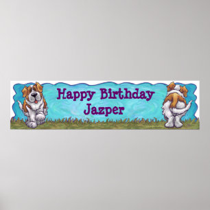 Poster Saint Bernard Birthday Banner