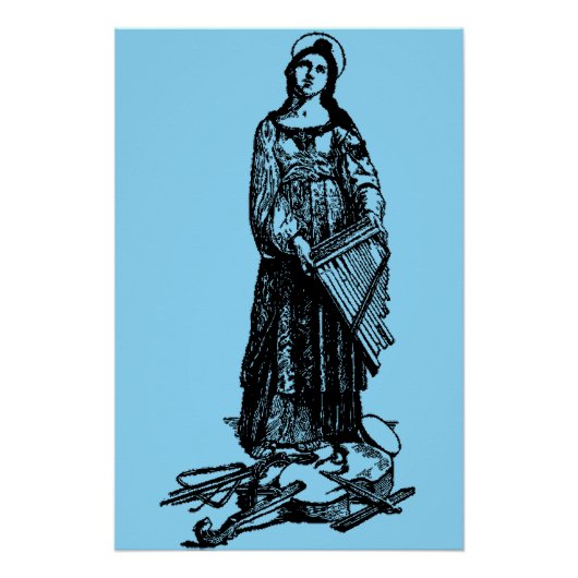 Poster Saint Cecilia avec violon par Raphael (Devant)