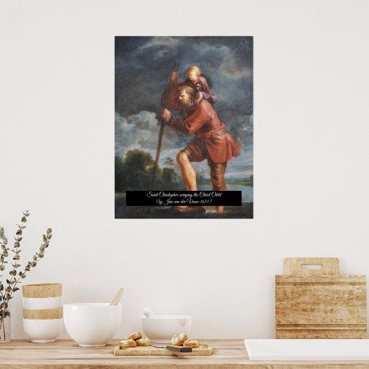Poster Saint Christopher avec Christ bébé (Cuisine)