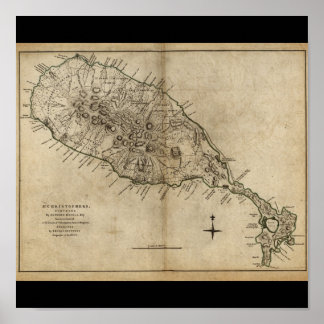 Poster Saint Christopher (Saint-Kitts), carte des Caraïbe