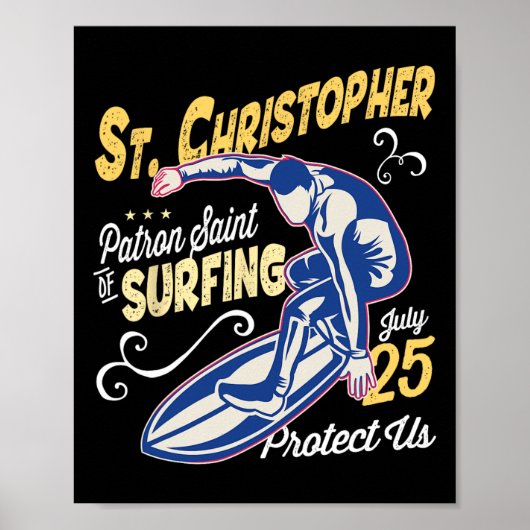 Poster Saint Christopher Surf Saint Patron du Surfing Cha (Devant)