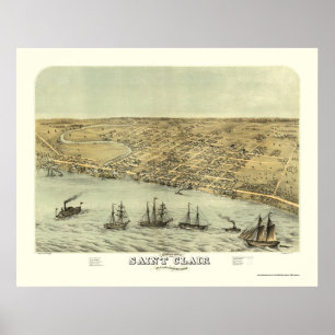 Poster Saint Clair, carte panoramique de MI - 1868