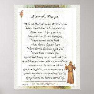 Poster Saint Francis d'Assisi UNE PRIÈRE SIMPLE pour la