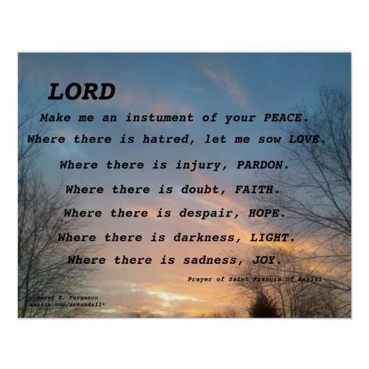 POSTER SAINT FRANCIS PRAYER GLOSSY (Devant)