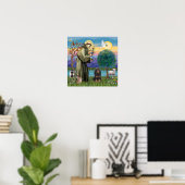 Poster Saint François & Cocker Spaniel noir et feu (Bureau à domicile)