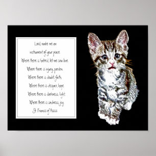 Poster Saint François d'Assise Prière avec Chat Kitten Do