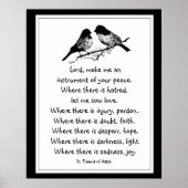 Poster Saint François d'Assise Prière avec petits oiseaux (Devant)