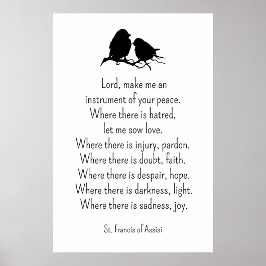 Poster Saint François d'Assise Prière avec petits oiseaux (Devant)