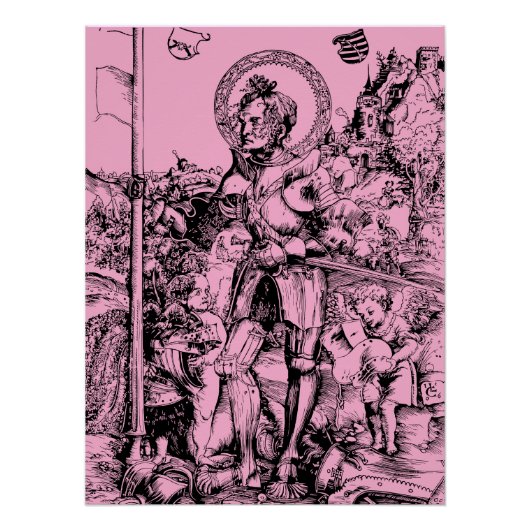 Poster Saint George debout avec deux anges (Devant)