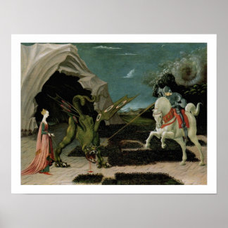 Poster Saint George & le Dragon Art Vintage Imprimer l'af