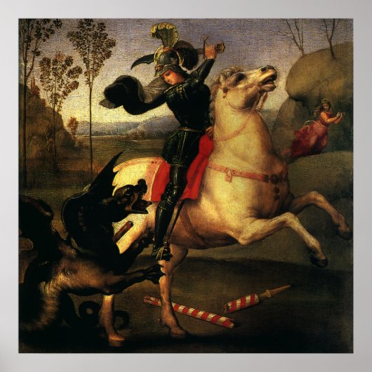 Poster Saint Georges combattant le dragon par Raphaël (Devant)