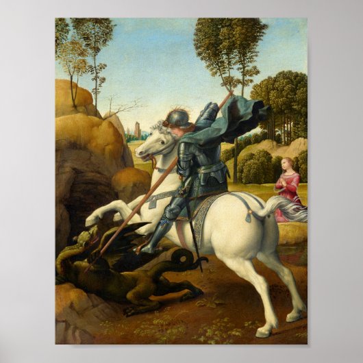 Poster Saint Georges et le Dragon, 1506 par Raphaël (Devant)