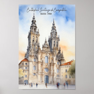 Poster Saint Jacques de Compostelle Galice Lieu de voyage