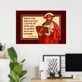 Poster Saint Jérôme en cardinal avec une citation de livr (Bureau à domicile)