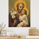 Poster Saint Joseph et Enfant Jésus catholique Saint Impr (Cuisine)