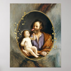 Poster Saint Joseph et Jésus-Christ catholique Saint-Gue