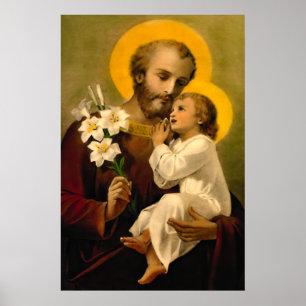 Poster Saint-Joseph et l'enfant Jésus catholique Saint-I