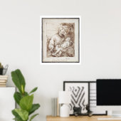 Poster Saint-Joseph with the Sleeping Christ Child (pen & (Bureau à domicile)