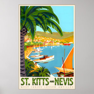 Poster Saint-Kitts-et-Nevis Antilles Caraïbes Voyage