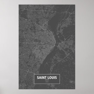 Poster Saint Louis, Missouri (blanc sur le noir)