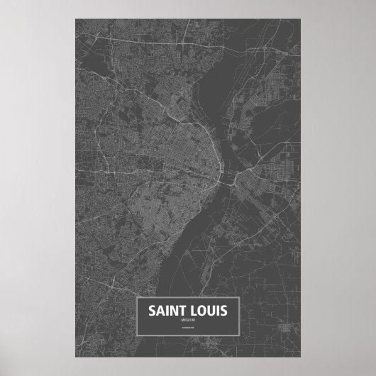 Poster Saint Louis, Missouri (blanc sur noir) (Devant)