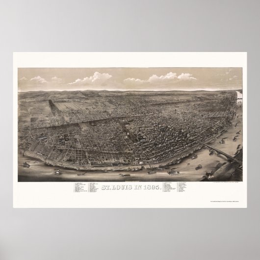 Poster Saint Louis, MO Carte panoramique - 1895 (Devant)