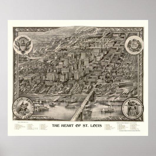 Poster Saint-Louis, MO Carte panoramique - 1907 (Devant)